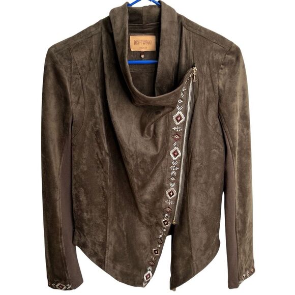 DRIFTWOOD Jackets & Blazers - Driftwood Brown Moto Style Embroidered Jacket Western Sz M